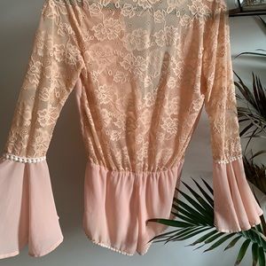 Peach boutique lace romper - worn once